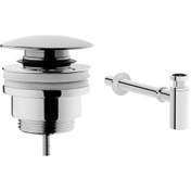 Resim Artema Yuvarlak Lavabo Süzgeci Basmalı Aç Kapa + Vitra Origin Lavabo Sifonu, T Tipi 