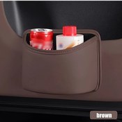 Resim Hightower 1 Adet Kahverengi Suni Deri Araç Depolama Kutusu, Çok Amaçlı Portatif Çöp Kutusu, Kapı Ve Koltuk Organizer 