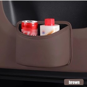 Resim Hightower 1 Adet Kahverengi Suni Deri Araç Depolama Kutusu, Çok Amaçlı Portatif Çöp Kutusu, Kapı Ve Koltuk Organizer 