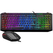 Resim Kb-r310 Broker Siyah Usb Gökkuşağı Zemin Aydınlatmalı Oyuncu Klavye + Mouse Set Optik 