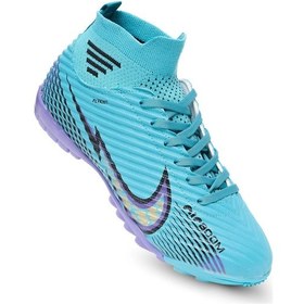 Resim Kaptan Junior Yarı Profesyonel Çoraplı Çim- Halı Saha Kauçuk Taban Unisex Futbol Ayakkabısı Turkuaz 