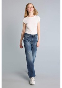 Resim Defacto Comfort Straıght Yüksek Bel Düz Paça Bilek Boy Jean Pantolon H2109ax26smnm35 Mavi-nm35 