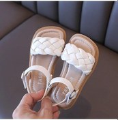 Resim Bej Yeni Kız Sandalet Çocuk Plaj Ayakkabısı Örgü Tarzı Moda Dokuma Çocuk Sandaletleri Yumuşak Taban Açık Ağızlı Prenses Ayakkabı Yaz Bej 