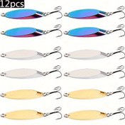 Resim 12 adet Metal Kaşık Yem 3g-56g Jigler Levrek Yemleri Renkli/Gümüş/Altın VIB Balıkçılık Yemleri Jigging Yemleri Alabalık, Turna, Levrek, Crappie, Walleye için Balıkçılık Takımı 