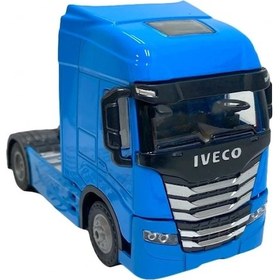 Resim Işıklı Sesli Pilli Çek Bırak Metal Oyuncak Iveco Tır Mavi 