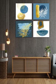 Resim 4 Parça Suluboya Botanik Tarzda Uv Baskı Tablo Seti 