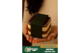 Resim 24'lü Kare Tiramisu Cup 280CC Mika Kase Plastik Şeffaf Kapaklı Sunum Kabı Tatlı & Meze ve Salata Kap 