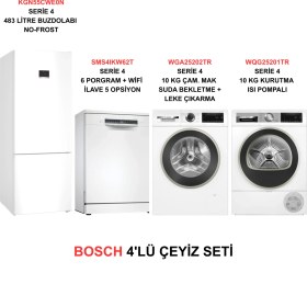 Resim Bosch Çeyiz Seti KGN55CWE0N - SMS4IKW62T - WGA25202TR - WQG25201TR 