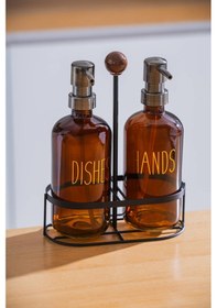 Resim Acar Pierre Metal Standlı Sabunluk Seti - 500 Ml Kahverengi 