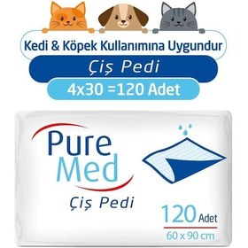Resim Puremed Kedi Köpek Çiş Pedi 60 x 90 CM 4 x 30 (120 Adet) 