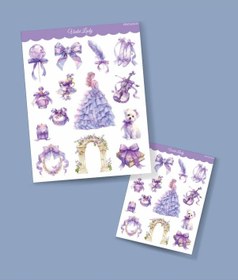 Resim Violet Lady-vintage Sticker Set Mat Kağıt - 2li Etiket Seti- Mor Lady- Ajanda Defter Süsleme-journal Süsleme Mor 