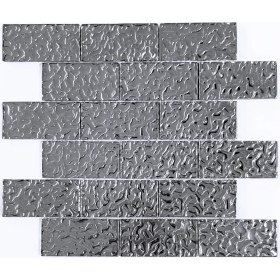 Resim MozaiKristaL Mutfak Tezgah Arası ve Iç Mekan Dekorasyon Uygulamalarınız Için Gümüş Krom Kristal Cam Mozaik. Cam Ölçüsü: 48X98X6 Mm. File Ölçüsü: 30X30 Cm. 