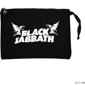 Resim Black Sabbath Siyah Clutch Astarlı Cüzdan / El Çantası - Siyah 