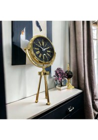 Resim Gold Metal Ofis Salon Otel Masa Saati 26*45 cm H2 Altın 