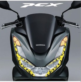 Resim Honda Pcx Ön Far Kaşı Lv Tasarımı Şeffaf Sticker Sarı Model 2 