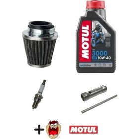 Resim Cg 125-150 Bakım Seti Motul 3000 10W40 Yağ+Buji+Buji Anahtarı+Performans Armut Filtre+Tzmnya Motul 