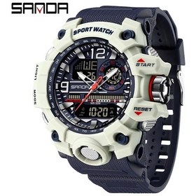 Resim Sanda 3133 G Stil Erkek Saatler 50 M Su Geçirmez Şok Spor Askeri Quartz Saat 3133 Grey Blue Altın 