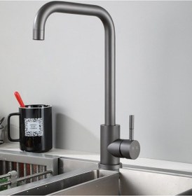 Resim Sardıcı Siyah L Borulu Mutfak Bataryası Musluğu 