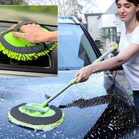 Resim Otomotiv, Kamyonet, SUV ve Karavanlar için Boya Zarar Vermeyen 120.65 cm Uzun Saplı Yıkama Fırçası ve Süpürgeli Temizlik Aracı Seti 