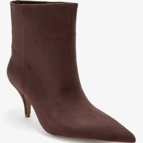 Resim Luvi Shoes Nuvıa Kahverengi Süet Sivri Burunlu Kadın Topuklu Bot Süet Kahve 