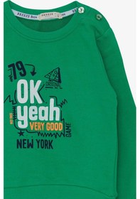 Resim Breeze Erkek Çocuk Sweatshirt Yazı Baskılı 2-6 Yaş, Yeşil-yeşil Yeşil 