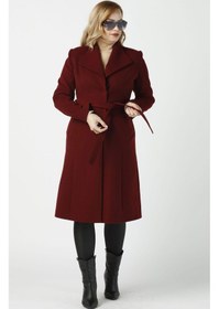 Resim Moda Berray 923 Kadın Büyük Beden Mendil Yaka Kaban Bordo 
