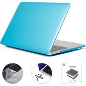 Resim MacBook Pro 16inç Koruyucu A2485 Laptop Kılıf + Silikon Toz Fişleri Bebek Mavisi 