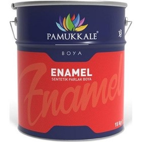Resim Pamukkale Enamel Sentetik Parlak Boya 15 Kg Metalik Gri Ral 9006 