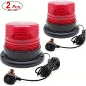 Resim Cloudstore Kırmızı 2 Adet Amber Led Manyetik İkaz Lambası 12-24v Mini Güvenlik Işık Barı 