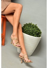 Resim Fox Shoes S590033709 Ten İnce Topuklu Kadın Terlik Ten 
