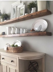 Resim Dekoratif Doğal Ahşap 2 Li 230 X 15 X 4 Cm Gizli Aparatlı Raf Ahşap 