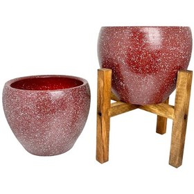 Resim Bitki Tasarımı Ev Dekorasyon Bordo Granit Toprak Saksı Saksılık Salon Çiçeklik İkili Set Ayaksız - 4 Ayaklı- 15 CM 