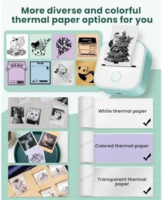 Resim Taşınabilir Fotoğraf Yazıcısı - 3 Adet Renkli Yapışkanlı Kağıt Hediyeli Termal Yazıcı, HD Görüntülü Baskı Kalitesi, Bluetooth Bağlantılı App Kullanımı, Uzun Şarj Ömrü, Portatif Kablosuz Termal Yazıcı 