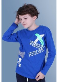 Resim Panios Kids X Baskılı Uzun Kollu Erkek Çocuk Indigo Sweatshirt İndigo 