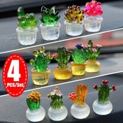 Resim 4 adet, Minyatür Kaktüs Figürleri Seti, Reçine Sukulent Heykeller, Araba Gösterge Paneli, Ev ve Ofis Masa Dekoru için Şeffaf Saksı Bitkisi Süsleri, Noel, Cadılar Bayramı Süsleri, Sonbahar Ev Dekoru Koleksiyon Figürleri 