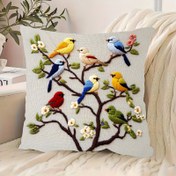 Resim 1 adet Vintage Kuşlar ve Dallar Çiçek Baskılı Yastık Kılıfı - Fermuarlı 2D Baskılı Polyester Dekoratif Yastık Kılıfı, Makinede Yıkanabilir, Kanepa Oturma Odası Yatak Odası Ofis Dekoru için Çoklu Boyutlar (Eksiksiz İçerik Yok), Yatak Odası Vurgusu | Retro Estetik | Kolay Bakım Kumaşı, Kanepe Yastıkları 
