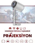 Resim MactivePro Gimbal Tripod Özellikli Taşınabilir Projeksiyon 1080P Dahili Android, WiFİ, Bluetooth, Yüksek Işık 