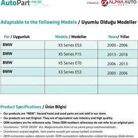 Resim Alpha Auto Part Bmw X5 Serisi E53,F15,E70 Için Sunroof Tamir Seti-12 Parça 