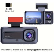 Resim Xuweiwei 2 Kanallı +64g Car Dash Cam 3 Kanallı Araç Kamerası 64gb Sd Kart Görüş Dvr Kayıt 