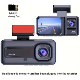 Resim Xuweiwei 2 Kanallı +64g Car Dash Cam 3 Kanallı Araç Kamerası 64gb Sd Kart Görüş Dvr Kayıt 