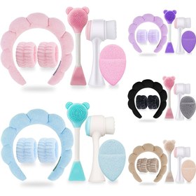 Resim 6 parçalı Silikon Yüz Bakım Seti - Hipoalerjenik Derin Temizlik Spa Maskesi Fırçası Seti Yumuşak Peluş Başbandı, Yumuşak Peeling Ovucuları, Kadınlar İçin Taşınabilir Cilt Bakım Araçları, İdeal Hediye 