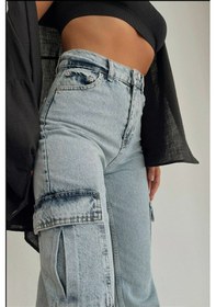 Resim Kadın Açık Kar Liralı Kargo Cep Palazzo Wide Leg Açık Kar 1 