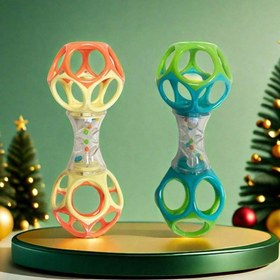 Resim Bebek Diş Kaşıyıcı ve Titreşimli Halter Oyuncak - Canlı Turuncu/Yeşil Renkli Dayanıklı Plastik BPA'sız Çiğneme Oyuncağı ile Duyusal Sallama Tasarımı için 3 Aydan Üstü Bebekler (Rastgele Renk), Bebek ve Küçük Çocuklar İçin Diş Kaşıma Yardımcısı 