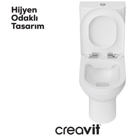 Resim Creavit Letoon Rim-off Thermoplast Yavaş Kapanan Klozet Kapaklı Beyaz Set 