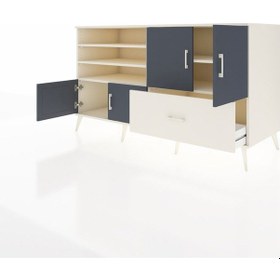 Resim Kronos Konsol 5 Raflı Tek Çekmeceli 4 Kapaklı 176x59x99 Aytaşı-an Aytaşı-antrasit/aytaşı 