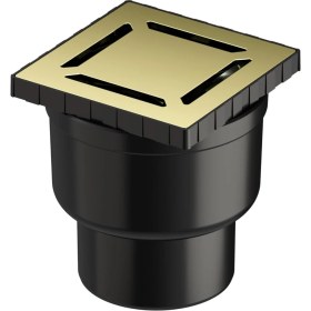 Resim V-Flow Kare 5607325 Yalıtımlı Duş Kanalı Alttan Çıkışlı Dk 800 Kapak Parlak Altın 