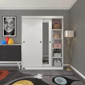 Resim Kenzlife gardırop sürgülü kapaklı kapılı 140 papatya byz aynalı gardolap dolap 