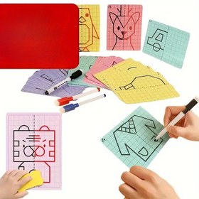 Resim 20 Yeniden Kullanılabilir Düzenli Çizim Kartları, Kalem Kontrol Eğitimi Çizim Kartları, Oyun Kitabı, Doğum Günü Çizim Kartları Hediyesi, Taşıması Kolay Boyama Seti 