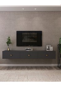 Resim Tda1801ag - Zuzu Duvara Montaj Tv Stand Antrasit-gold 180cm Antrasit / Koyu Gri 