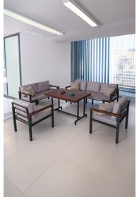 Resim Neokas Bahce Mobilyası, Modern Balkon Mobilyası, Kafe Oturma Takımı, Teras Koltugu, 1+1+2+3+m Antrasit 